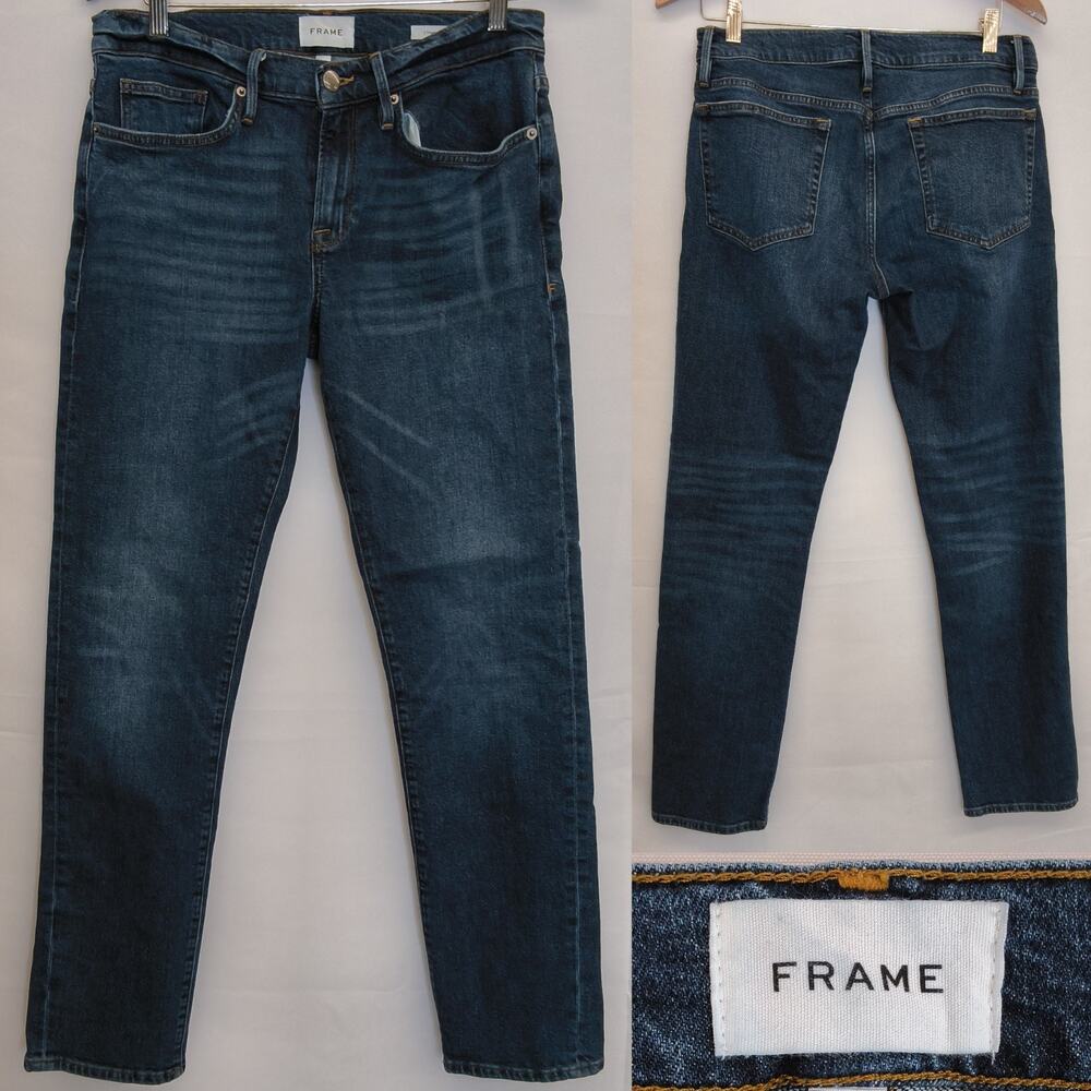 Frame L' Homme Slim Jeans Men's 31 Distressed Medium Wash Stretch Denim #W5427